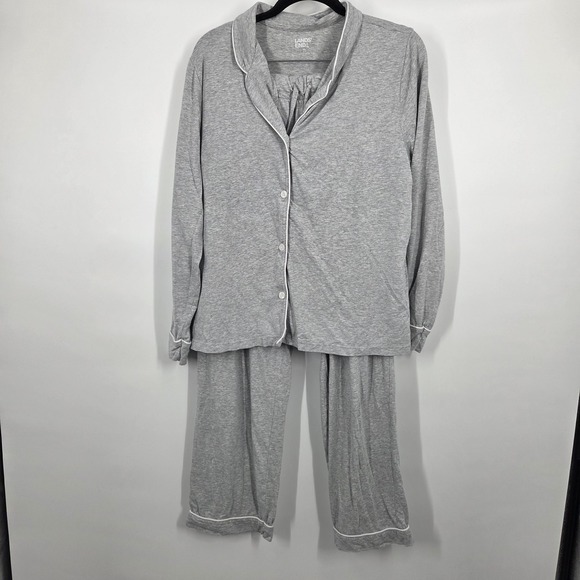 Lands' End Other - Lands End Womens M 10-12 Comfort Jersey Knit Pajamas Top + Pants Gray Set